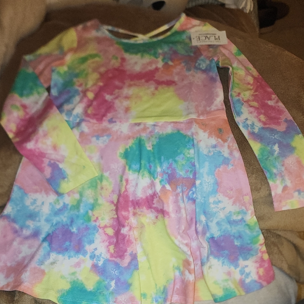 Nwt Sz 4T The Children's Place Pastel Ls Tie-Dye Twirl Dress - Multicolor